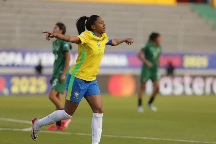 Kerolin foi destaque, marcando três gols contra a Bolívia / Brasil feminino