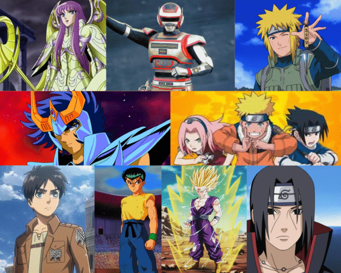 Mosaico de personagens de animes