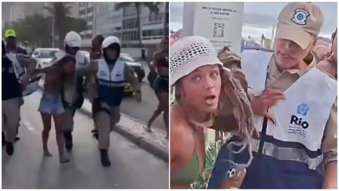 abordagem rio de janeiro Vídeo: Abordagem truculenta contra ambulante em praia do Rio gera reação de banhistas