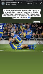 "Vamos sentir sua falta", diz Di Maria em mensagem de despedida para Alejo Véliz, acertado com o Bahia