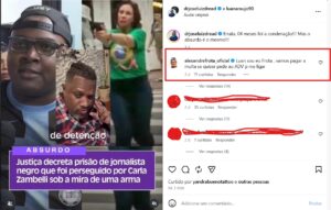 Comentário de Frota na publicação do jornalista
