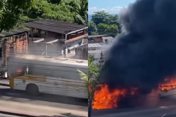 Uma semana depois, outro ônibus da Integra Salvador pega fogo na Avenida Suburbana