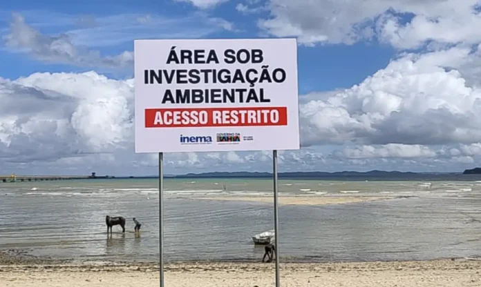 Interdição na praia de São Tomé de Paripe São Tomé de Paripe: contaminação tem situação de emergência reconhecida pela Defesa Civil Nacional